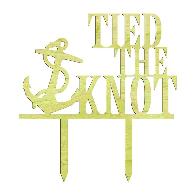 Personalized Tied the Knot Beautiful Wedding Anchor Cake Topper Rustic Wooden Cake Topper 7-8 Inches.