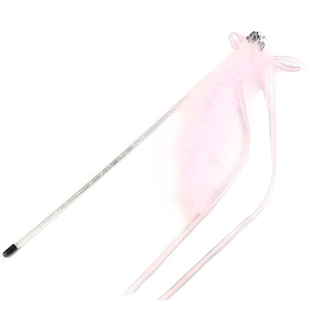 Cat Wand Toy Furry Ribbon Bell Cute Cat Teaser Toy Kitten Play Toy for Training