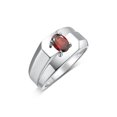thumbnail image 4 of RYLOS Men's Rings Sterling Silver Ring Classic Solitaire 7X5MM Oval Shape Gemstone Designer Band Garnet January Birthstone Rings For Men Size 11, 4 of 5