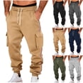 thumbnail image 1 of Sentmoon Mens Workout Pants Workout Pants for Men Men Solid-Color Casual Loose Sports Texture Work Pants Drawstring Pockets Elastic Waistband Long Pants for Weekend and Lounge Wear Khaki S, 1 of 9