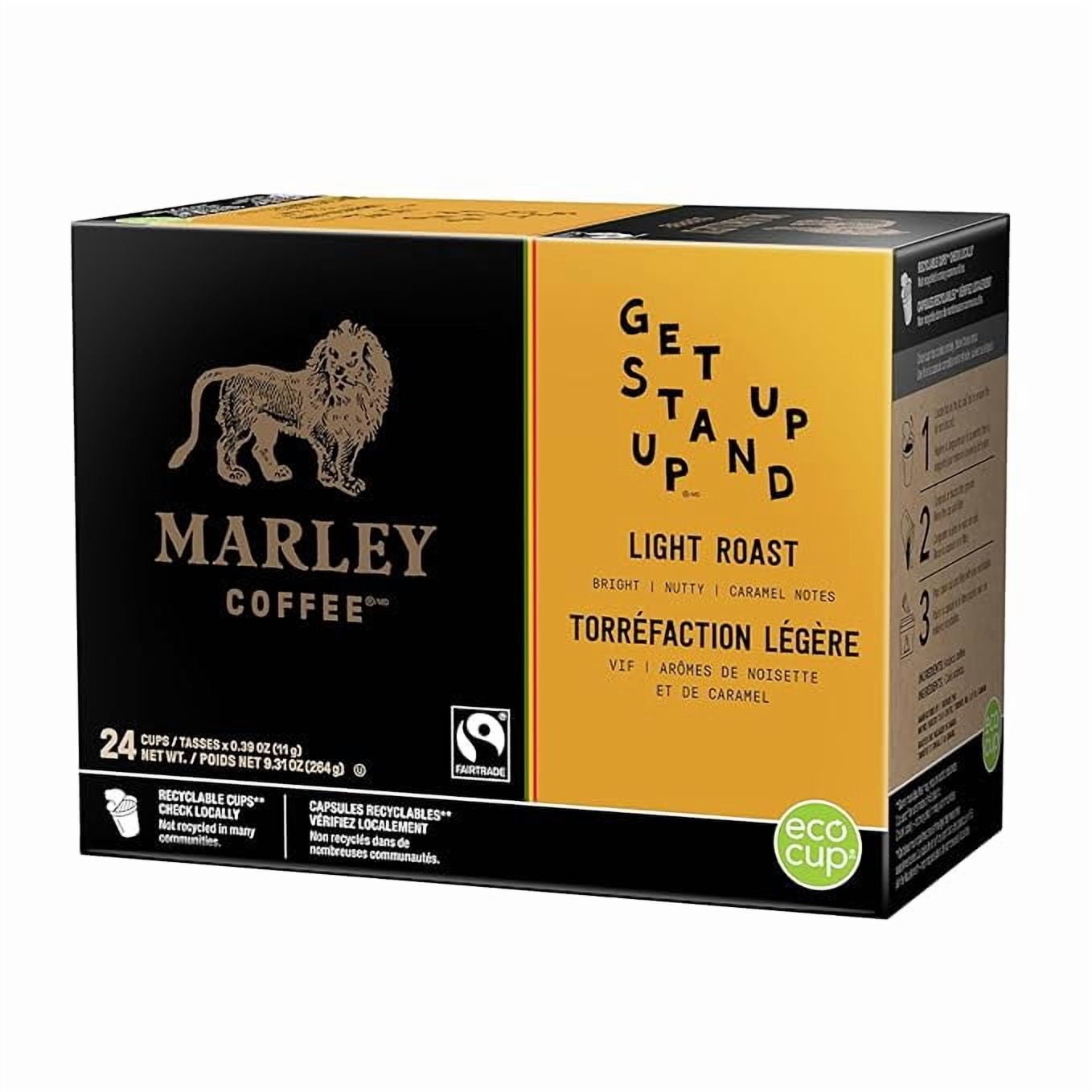 Marley Coffee Get Up Stand Up, Fairtrade Certified, Light Roast Coffee, Keurig K-Cup Brewer Compatible Pods, 96 Count ( 4 PACK )