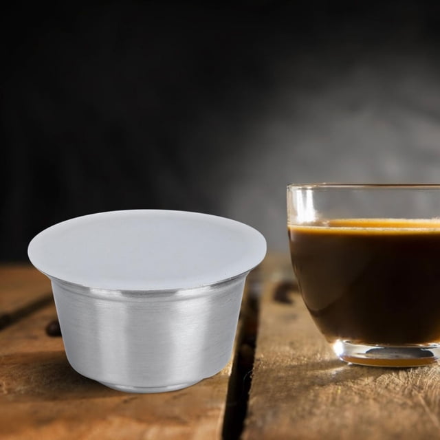 Capsule à Café Réutilisable en Acier Inoxydable pour Cafetière, Durable et Facile à Utiliser avec Couvercle en Silicone de Qualité Alimentaire, Haute Précision de Filtration, Convient à la Maison Ou au Bureau
