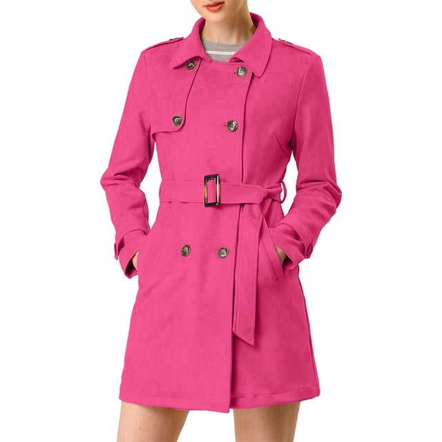 INSPIRE CHIC Manteau Trench à Revers Crantés à Double Boutonnage pour Femme
