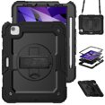 thumbnail image 1 of XYX For iPad Air 5th/4th Generation 10.9 inch 2022/2020 Case, 360 Rotating Shockproof Cover with Stand, Screen Protector, Shoulder Strap, Black, 1 of 7
