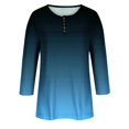thumbnail image 5 of Yuyuzo Womens 3/4 Sleeve Tops Basic Button Crew Neck Solid Color Loose Fitted Tunics Tee Blouses, 5 of 5
