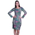thumbnail image 1 of Moomaya Womens Full Sleeve Printed Midi Length Printed Bodycon Dress, 1 of 6