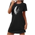 thumbnail image 1 of Tnhcen Robe Grande Taille à Imprimé Mignon, Manches Courtes, Col Rond, Vêtement de Nuit, Polyester Spandex Extensible, P-2TG, pour Détente Quotidienne/sommeil Confortable, 1 of 7