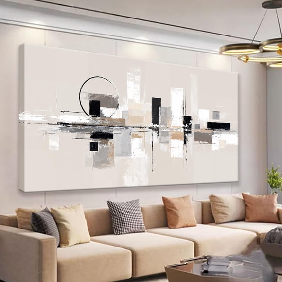 QSQ Abstract Wall Art Black White Wall Art Painting Grey Brown Canvas Art Wall Decor Prints Minimalist Abstract Wall Decor For Living Room Bedroom Ki