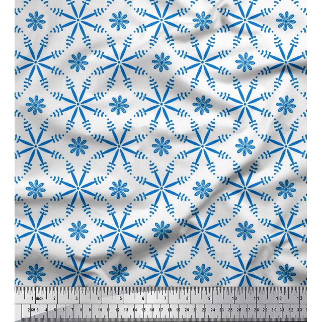 Soimoi Rayon Fabric Flower Artistic Decor Fabric Printed Yard 42 Inch Wide