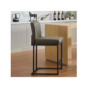 Ourlova 24 Inch Home Bar Stools 1 Pack Counter Height Bar Stools With Back Modern PU Leather Barstools For Kitchen Island Upholstered Bar Chair With Black Metal Frame Footrest