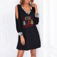 thumbnail image 2 of Pompotops Robe Imprimée Décontractée Aguichant pour Femmes Joyeux Noël, Col en V, Manches Longues, Mini-Robe en Solde, 2 of 8