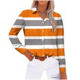 thumbnail image 1 of cfhntfmh Womens Color Block Shirts Soft Collared Long Sleeve Loose Buttons down Blouses Casual Fall Tunic Tops, 1 of 4