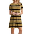 thumbnail image 1 of Birdeem Womens Casual Color-Blocking Printed Short-Sleeved Round-Neck Dress, 1 of 4