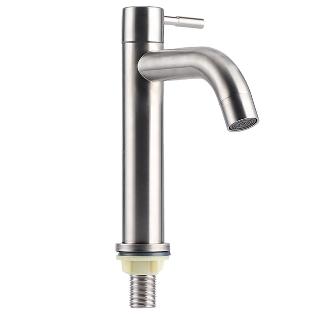 Robinet d'Évier, Robinet en Acier Inoxydable Résistant aux Hautes Températures pour Cuisines, Robinet Froid Simple à Cylindre Sans Tube, Robinet Froid Simple Plat Sans Tube