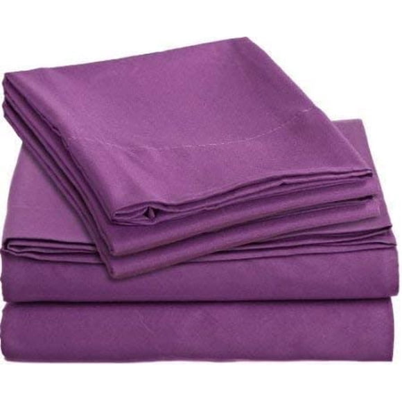 900 Threat Count 100 % Egyptian Cotton 4-Pcs Sheets for Cot Bunk Bed-Perfect for Narrow Twin/Cot Size/Rv Bunk/Guest Bed Replacement Deep 10-Inch Color Purple Solid Cot Size Sheets- 25" X 75"