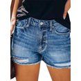 thumbnail image 1 of JDinms Women's Shorts Frayed Raw Hem Ripped Denim Jean Shorts, 1 of 1