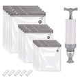 thumbnail image 1 of Food Vacuum Compression Bag Fresh-Keeping Bags With 5 Zipper Clip 1 Pump Kitchen Tool White Pa+Pe Durable Kits Reusable, 1 of 15