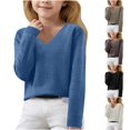 thumbnail image 1 of LOVZFMLL Sweaters for Girls, V-Neck Ribbed Pullover Classic Casual Solid Color, Cozy Soft Layering Top Fall Clothes Warm Winter Tops Kid Girls Clothes for 6-7 Years, 1 of 6