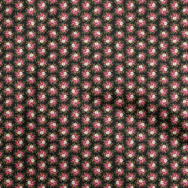 oneOone Polyester Lycra Black Fabric Florals Fabric For Sewing Printed Craft Fabric By The Yard 56 Inch Wide