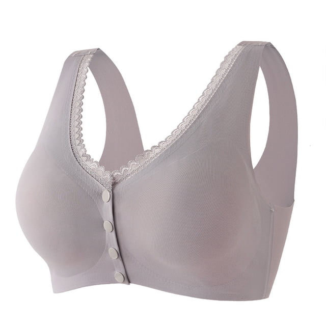 AherBiu Women Bras Full Coverage Smoothing Front Closure Button Comfort Bras High Support No Underwire Bralettes