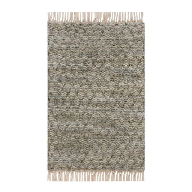 Better Homes & Gardens Tapis d'Accent Intérieur 24X36 Vert à Franges en Losange avec Motif de Losanges Tissé à la Main en Vert Foncé, Tissé en Mélange de Rayonne, jute et Coton, Présentant des Franges aux Extrémités Courtes, Convient pour Ajouter de la texture et du style à la Déco Intérieure de la Maison.