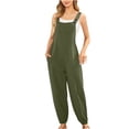 thumbnail image 1 of HAiming Women's Cotton Overalls Casual Loose Button Jumpsuits Adjustable Straps Wide Leg Rompers with Pockets, 1 of 6
