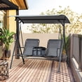 thumbnail image 2 of Outsunny Balançoire de Porche Couverte pour 2 Personnes, Balançoire de Patio avec Table Pivotante de Rangement, Porte-Gobelet et Auvent Supérieur Ajustable, Gris, 2 of 10