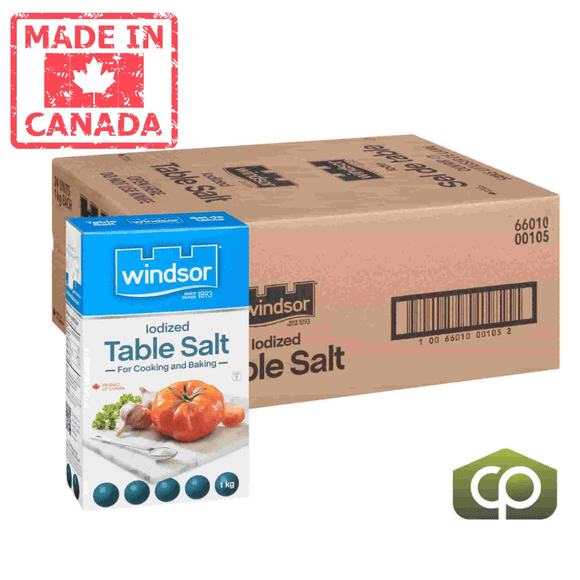 Windsor Sel de Table Mince - Boîte de 1 kg (2,2 Lb) (24/caisse) - Fabriqué par Canadian