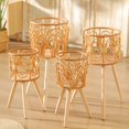 thumbnail image 4 of Garoy Rattan Indoor Plant Stand Straw Woven Flowers Pot Holder Stool With Legs Floor Planter Baskets Rack Wooden Plant Shelf,Modern Wooden Flower Pot Holder with Stand,Rattan Wicker Planter Shelf, 4 of 9