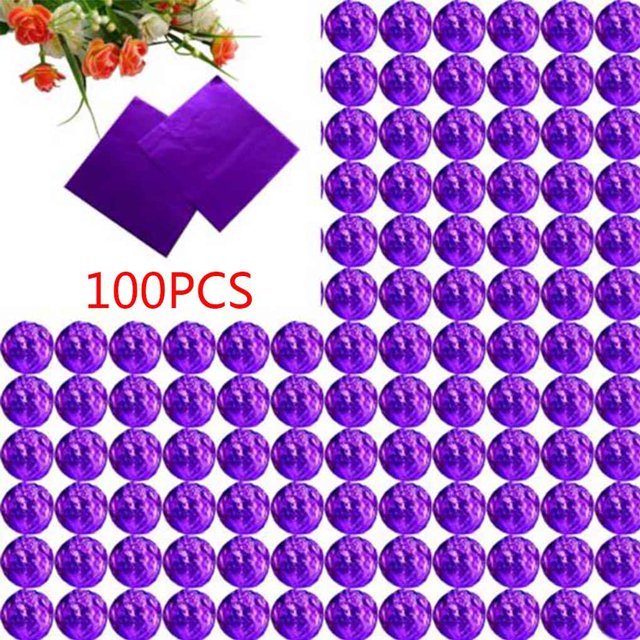 100pcs Square Aluminum Foil Wrappers Colorful Package for Sweets Candy Chocolate Lollipops