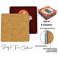 thumbnail image 4 of Inkdotpot Set of 6 Drink Coasters DecorativeNon,SlipCork Base4-inch Square PrintedCoastersEasy Clean- Angels, 4 of 8