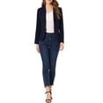 thumbnail image 2 of INSPIRE CHIC Blazer de Tailleur Extensible pour Femme à Col à Revers pour le Travail Bleu Marine P, 2 of 6