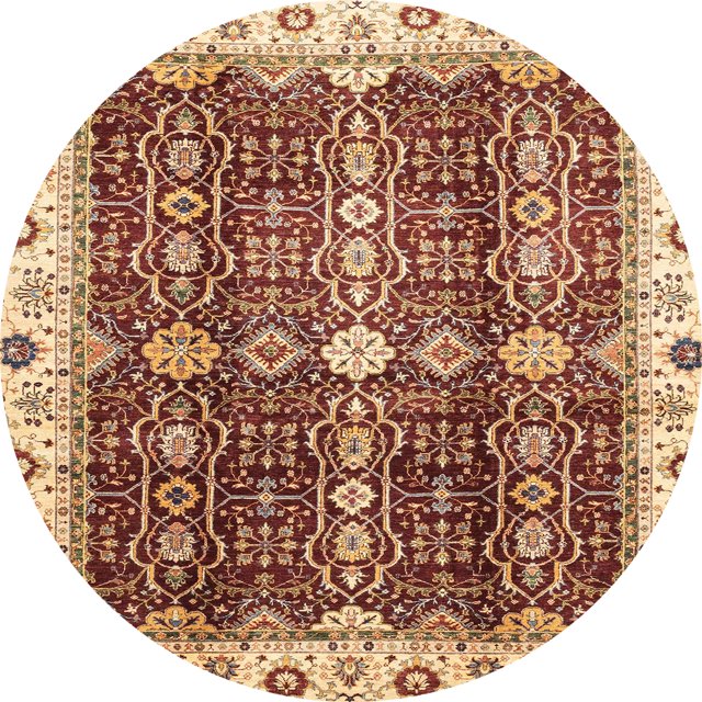 Ahgly Company Tapis d'Intérieur Ronds Abstraits Orientaux Rouges, 5 Pieds Rond