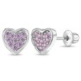 thumbnail image 1 of 925 Sterling Silver Pave CZ Heart Screw Back Earrings Babies Infants Girls, 1 of 7