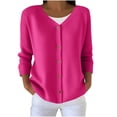 thumbnail image 3 of Feancey Plus Size Cardigans for Women Lightweight Long Sleeve Button Sweaters Thin Casual Open Front Cardigan Sweater Ribbed Knit Jackets Hot Pink L, 3 of 6