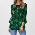 thumbnail image 2 of QATAINLAV T-Shirts de la Saint-Patrick pour Femmes 2025 Mode T-Shirts Graphiques Trèfle Blouse Décontractée Manches 3/4 Évasées Col en V T-Shirts Hauts de Vacances Vente Éclair Vert TTG, 2 of 6