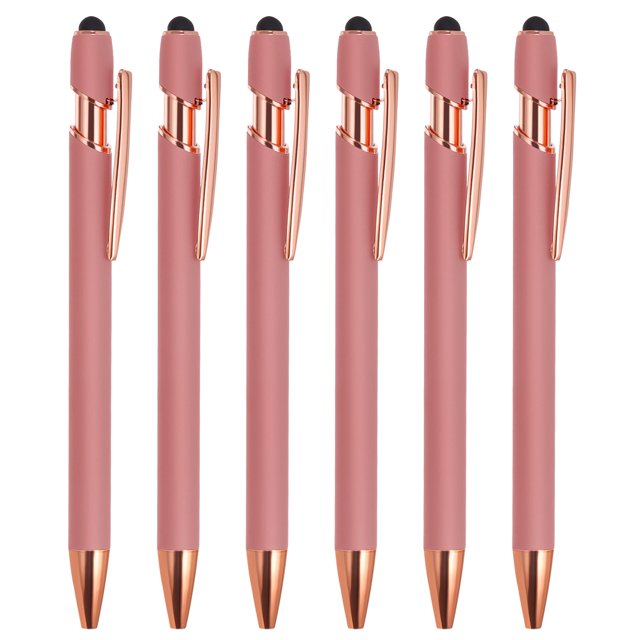 Unique Bargains Ballpoint Pen with Stylus Tip, Medium Point, 1.0mm, Black Ink, 6 Pack