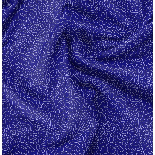 Soimoi Blue Poly Georgette Fabric Abstracts Abstract Fabric Prints By Yard 52 Inch Wide