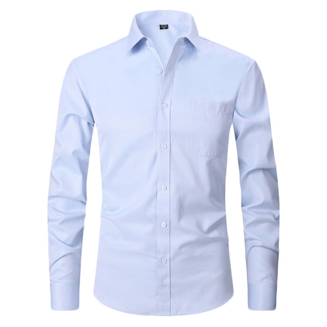 RXIRUCGD Chemise Cardigan pour Homme à Col Rabattu Uni, Haut de Bureau à Boutons, Bleu Ciel, Taille : S