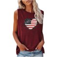 thumbnail image 1 of EQWLJWE Camisoles pour Femmes Camisoles Femmes Tendance Mode pour Femmes Confortable Fête de l'Indépendance Décontracté Col Rond Débardeur Imprimé Haut Blouse, 1 of 1