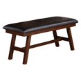 thumbnail image 1 of Benzara Rubber Wood Bench With Faux Leather Upholstery Large Brown, 1 of 1