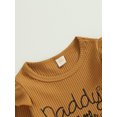 thumbnail image 4 of Kmbangi Toddler Girl Fall Clothes Letter Print Long Sleeve Crewneck Ribbed Tops Flare Pants Set 2Pcs Outfit, 4 of 9