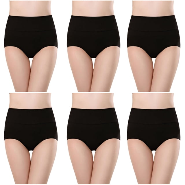 Plebaso Womens High Waisted Cotton Underwear Full Coverage Ladies Panties Multipack Regular and Plus Size