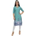 thumbnail image 4 of Bimba Tunique Imprimée pour Femme Kurti Kurta en Georgette Verte Blouse Indienne Longue-24, 4 of 4