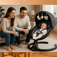 thumbnail image 3 of P@B PBell Baby Swings for Infants, 3 Seat Positions, 5 Point Harness Belt, 5 Speeds and Remote Control, Portable Baby Swing(Black), 3 of 11