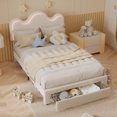 thumbnail image 1 of Eastvita Girls' Boucle Platform Bed Frame with Adjustable Upholstered Headboard/Storage Drawers - Princess Bed Frame for/Strong Wood Slat Support/No Box Spring Needed/Easy Assembl..., 1 of 7
