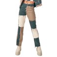 thumbnail image 1 of Kmbangi Pantalon en Jean Patchwork + Taille Haute pour Femme, 1 of 8