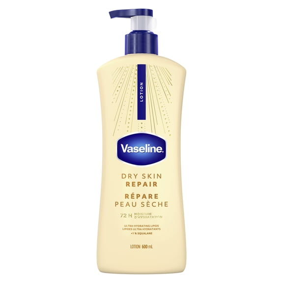 Vaseline Lotion Répare Peau Sèche 72 H d'Hydratation, 600 ml