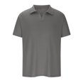 thumbnail image 4 of Dvkptbk Hommes Décontracté Uni Col Rabattu Chandail à Rayures Haute Élasticité Manches Courtes Blouse en Liquidation, 4 of 7