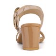 thumbnail image 3 of BLISSFUL STEP Slingback Sandals Contrast Color Chunky Heel Big Circle Buckle Sandals Nude 10, 3 of 8